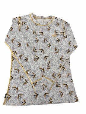 KARI TRAA Bird Print Baselayer Top Nordic Activewear Stretch long sleeve women x